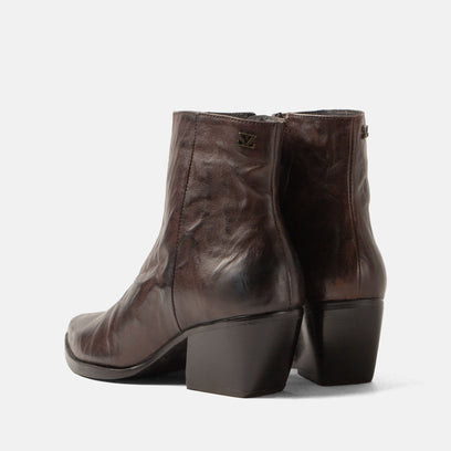 River Women's Leather Ankle Boots Brown