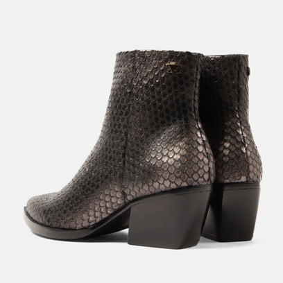 Phoebe Women's Leather Ankle Boots Silver/Black