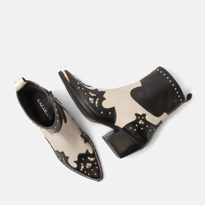 Kaia Women's Leather Ankle Boots Black/White