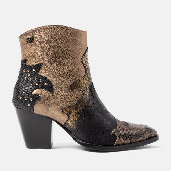 Stevie Women's Leather Ankle Boots Gold