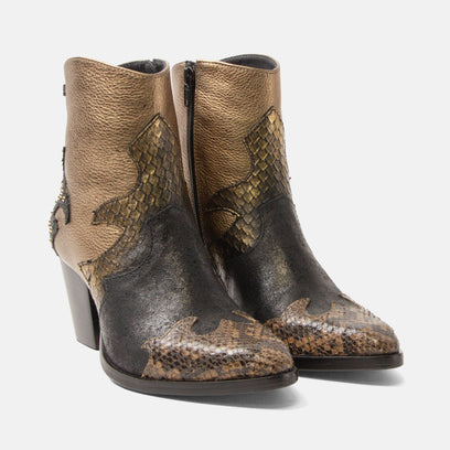 Stevie Women's Leather Ankle Boots Gold