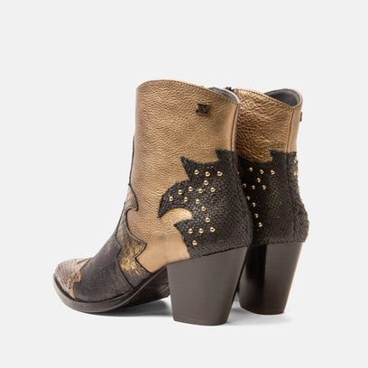 Stevie Women's Leather Ankle Boots Gold