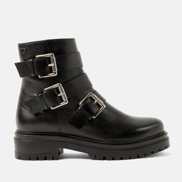Reina Women's Leather Biker Boots Black