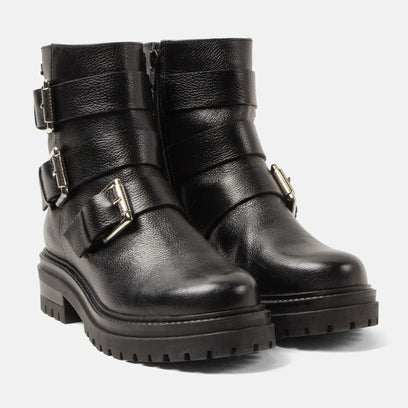 Reina Women's Leather Biker Boots Black