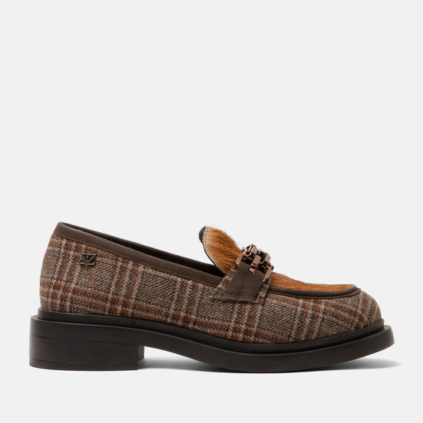 Oxford Women's Loafers Tartan Cognac