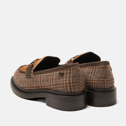 Oxford Women's Loafers Tartan Cognac