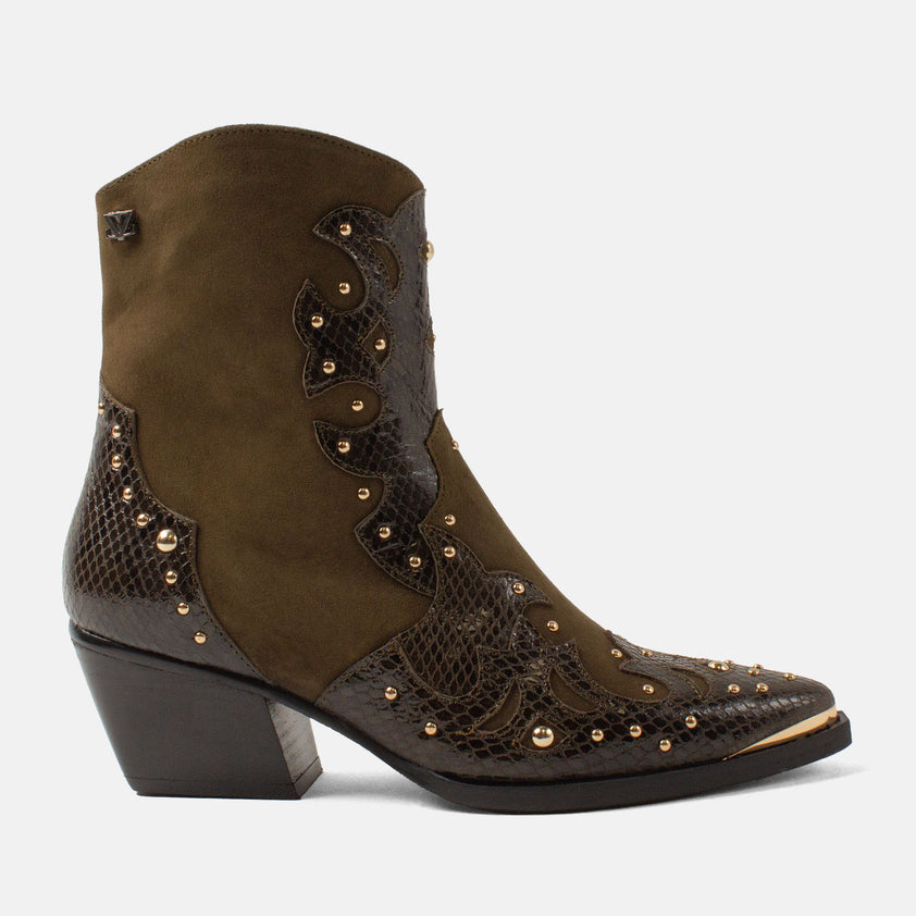 Fenne Women's Ankle Boots Leather Khaki