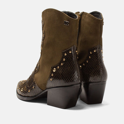 Fenne Women's Ankle Boots Leather Khaki