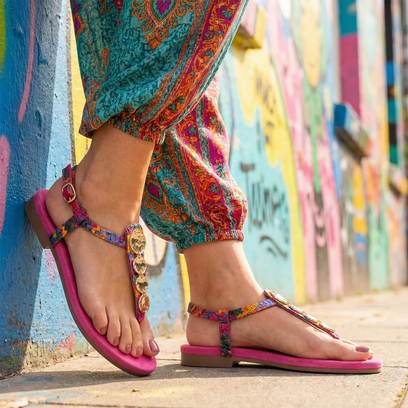 Lynn Women's Leather Sandals Fuxia
