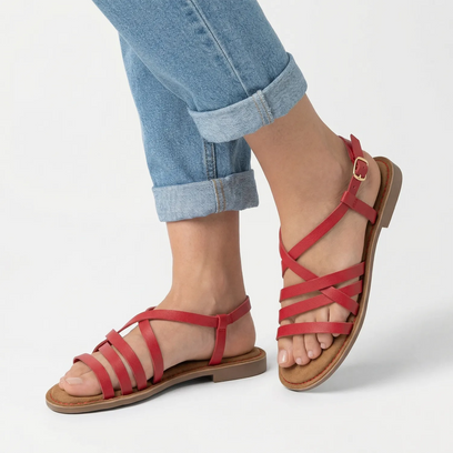 Zuza Women's Leather Sandals Red